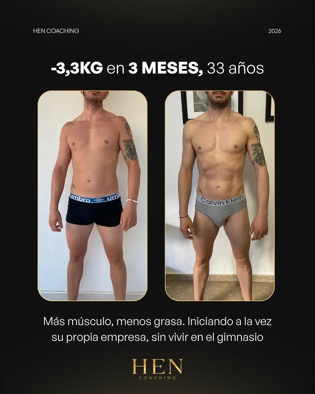 Antes y después de un cliente de HEN Coaching