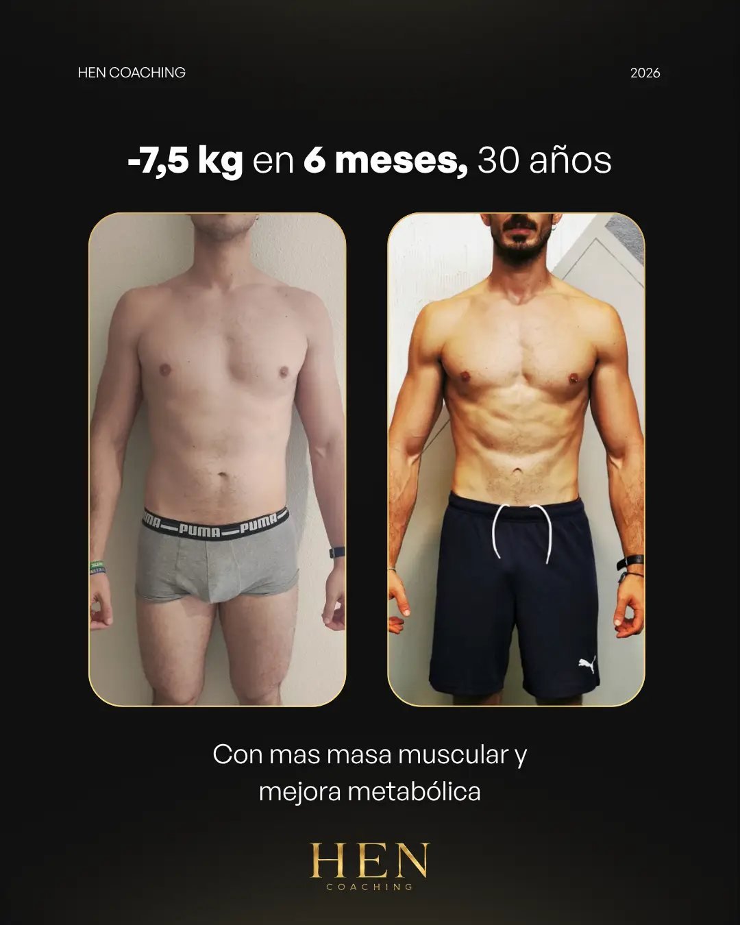 Antes y después de un cliente de HEN Coaching